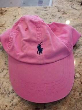 Ralph Lauren Pink Cap with Navy Pony Logo